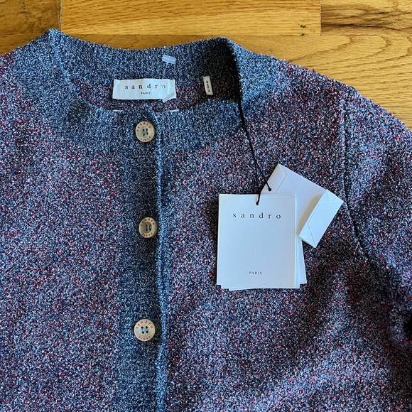 NWT SANDRO Elleonore Violet Shimmer Button Front Cardigan Small - Picture 4 of 9